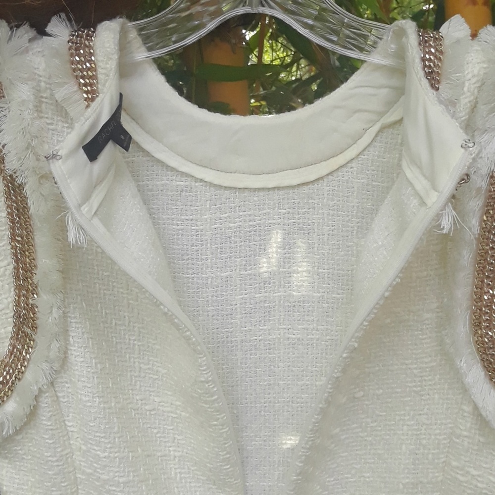 Rachel Zoe Chain Off White Tweed Fringe Trim - Picture 6 of 10